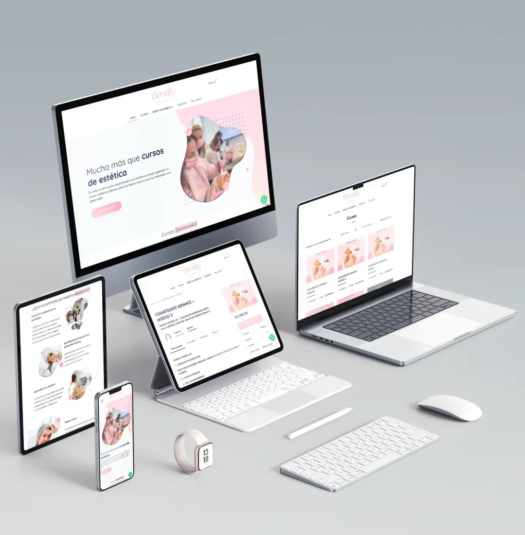 Mantenimiento web en WordPress-Mockups de webs en diferentes soportes digitales que muestran ejemplos de como se ve la web