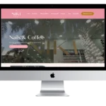 Foto de la portada de sitio web estética de Niki's Beauty bar en un mockup de Mac